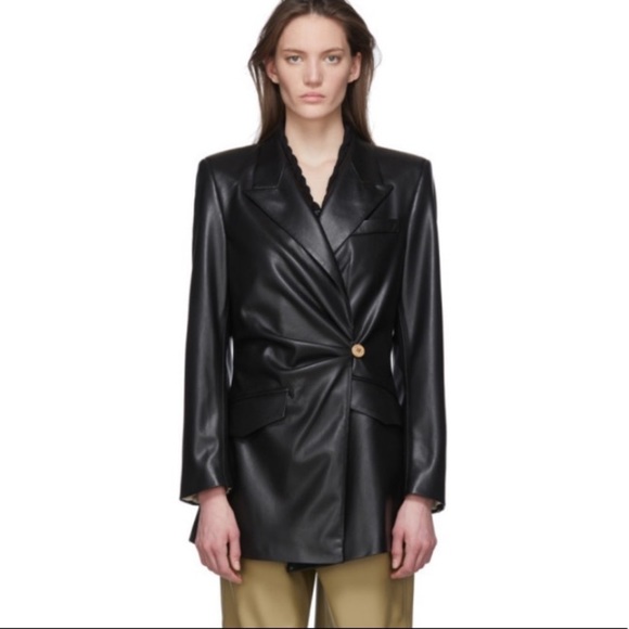 LIKE NEW! NANUSHKA Blair Wrap Front Vegan Leather Jacket - black SMALL - Picture 1 of 10